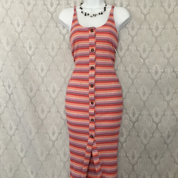 The Vanity Room Dresses & Skirts - Vanity Room Ribbed Stripe Bodycon Midi Dress